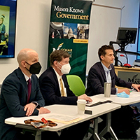 Photo of Schar School Professors Michael Hunzeker, Mark N. Katz, and Eric McGlinchey from left to right.