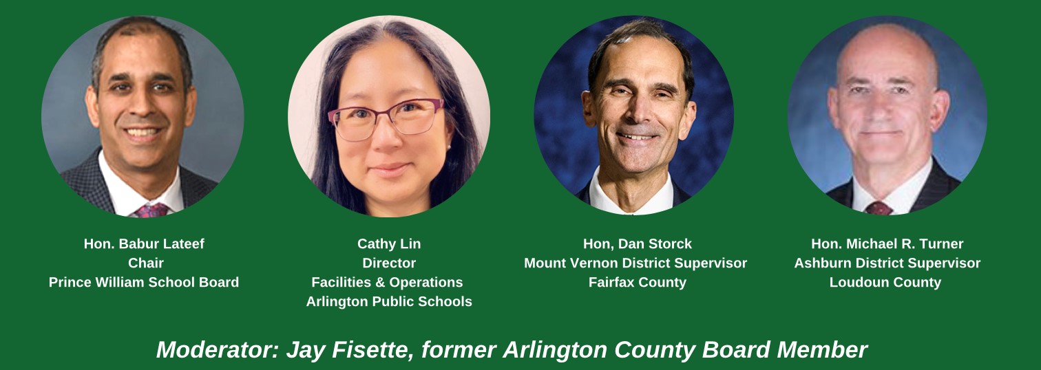 A photo collage for the Planning Together for Climate Change Webinar. Featured in the collage from left to right are Hon. Babur Lateef, Cathy Lin, Hon. Don Storck, and Hon. Michael R. Turner.